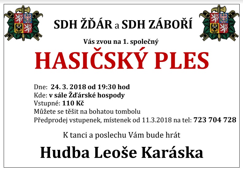 1. společný HASIČSKÝ PLES