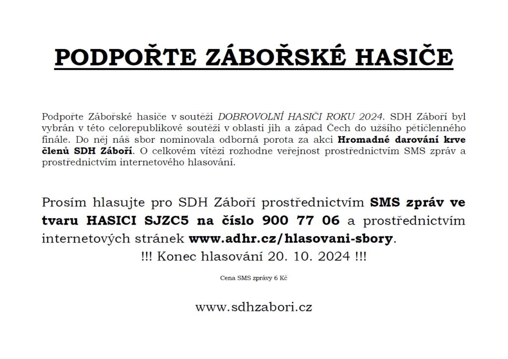 PODPOŘTE ZÁBOŘSKÉ HASIČE
